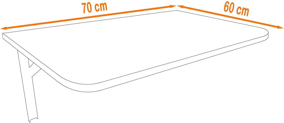 Mikon 70x60 | Wandklapptisch mit abgerundete Ecken Klapptisch Wandtisch Küchentisch Schreibtisch Kin