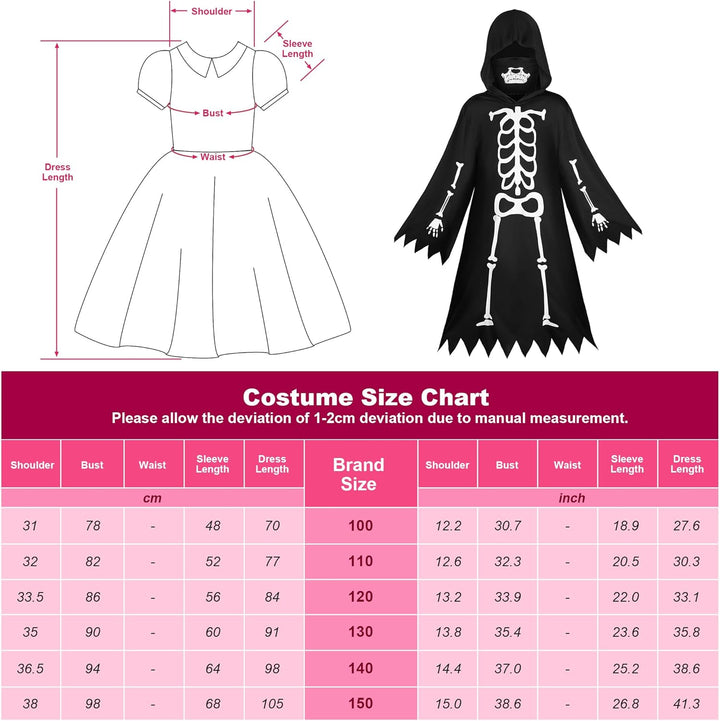 ReliBeauty Skelett Kostüm Kinder Jungen Mädchen Leuchtend Halloween