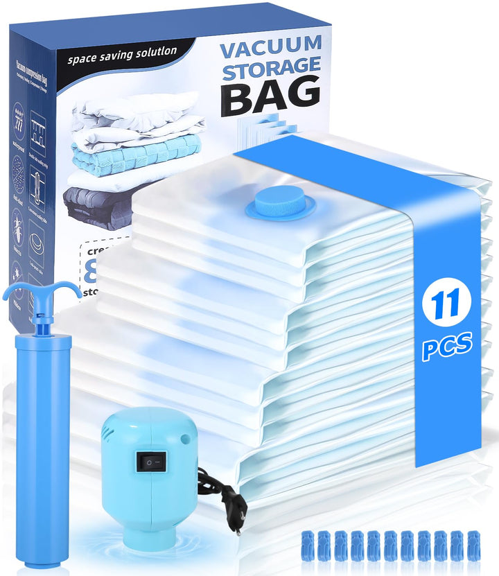 Vakuumbeutel für Kleidung, 13 Stück(2 Jumbo,3 Gross,3 Mittelgross,3 Klein), Vakuumbeutel für Bettdec
