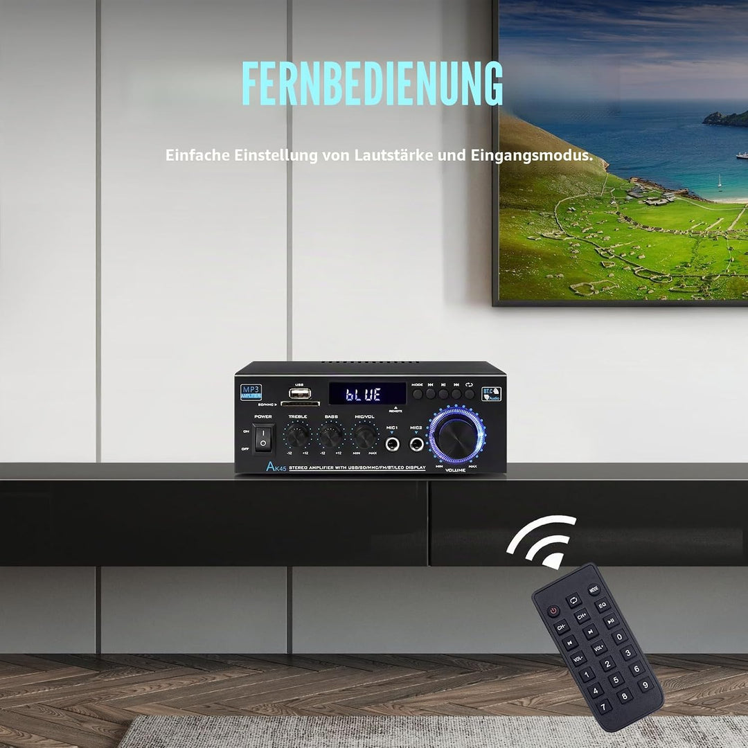 Stereo-Empfänger und Verstärker, Heim-Audio, Bluetooth, 5.0 A, Heimverstärker, FM-Radio, USB, SD-Kar