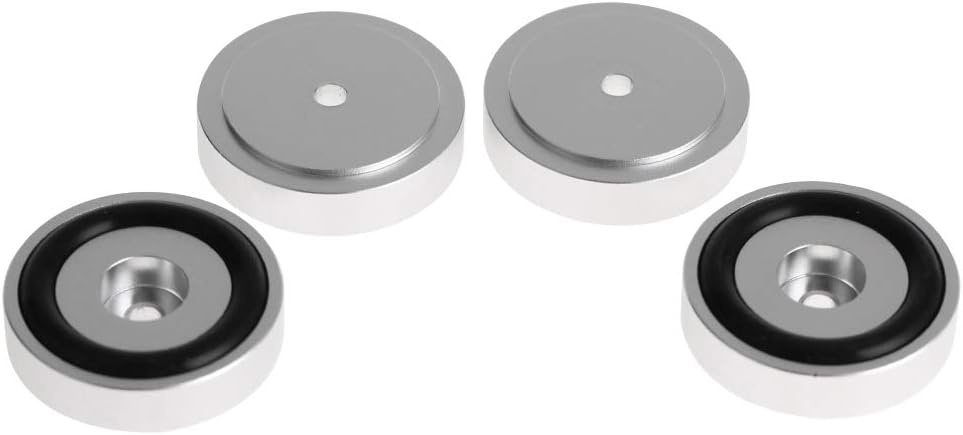 Elprico 4PCS Isolationsfüsse, 40 * 10 mm Verstärkerpad aus Aluminiumlegierung Silber eloxierende San