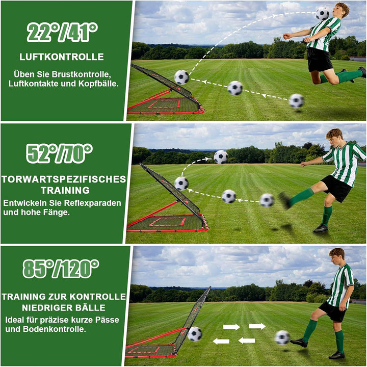 Fussball Rebounder, 85x85cm/120x120cm Rebounder für Fussball, Verstellbar mit 8 Winkeln, Doppellagig