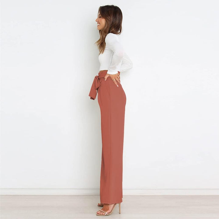 Odizli Damen Elegant High Waist Lang Weite Hose Sommer Business Festlich Anzughose mit Gürtel L Zieg