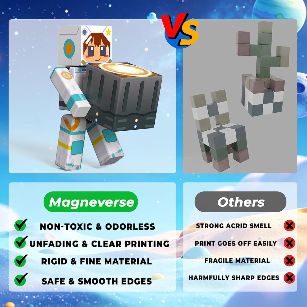 Magneverse 20-Teile Set für Magnetische Bausteine, Bewegliche Spielfiguren mit 10 Berufsfiguren und