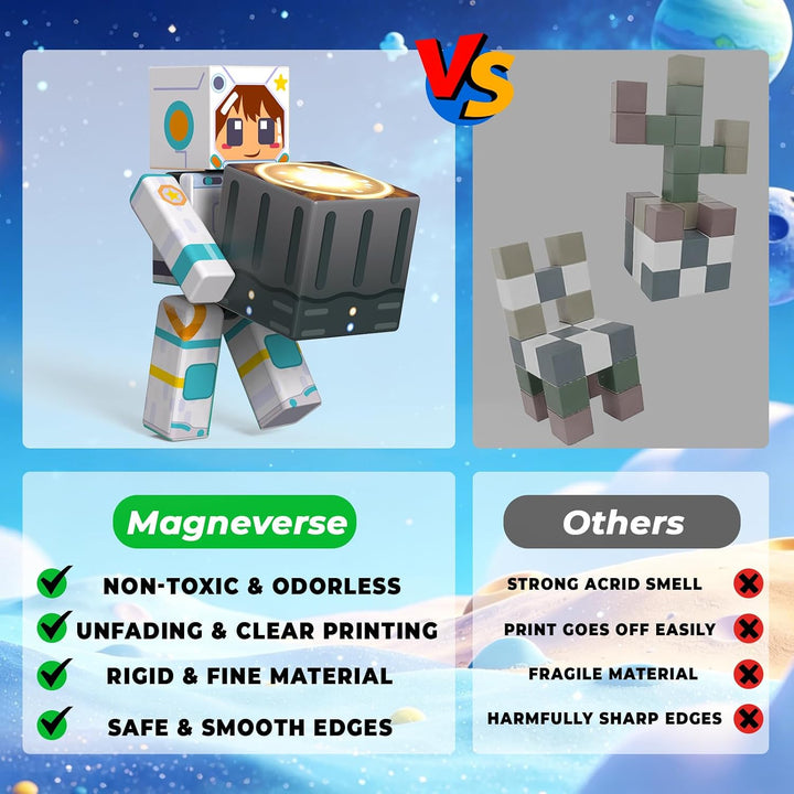 Magneverse 20-Teile Set für Magnetische Bausteine, Bewegliche Spielfiguren mit 10 Berufsfiguren und
