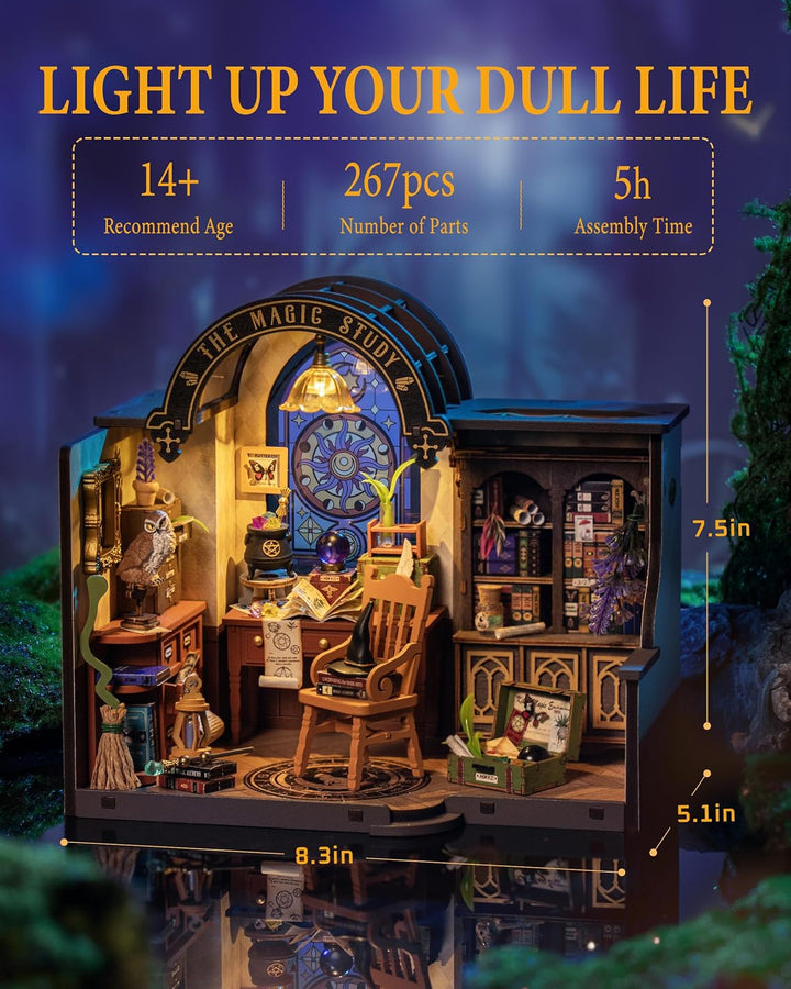 Rolife Miniatur Haus, Miniatur Haus Selber Bauen The Magic Study, Deko für Schreibtisch oder Bücherr