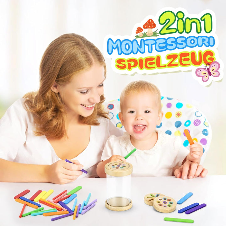 Montessori Spielzeug ab 1 Jahr, 2-in-1 Montessori Spielzeug ab 1 2 3 Jahre Mädchen Jungen Baby Spiel