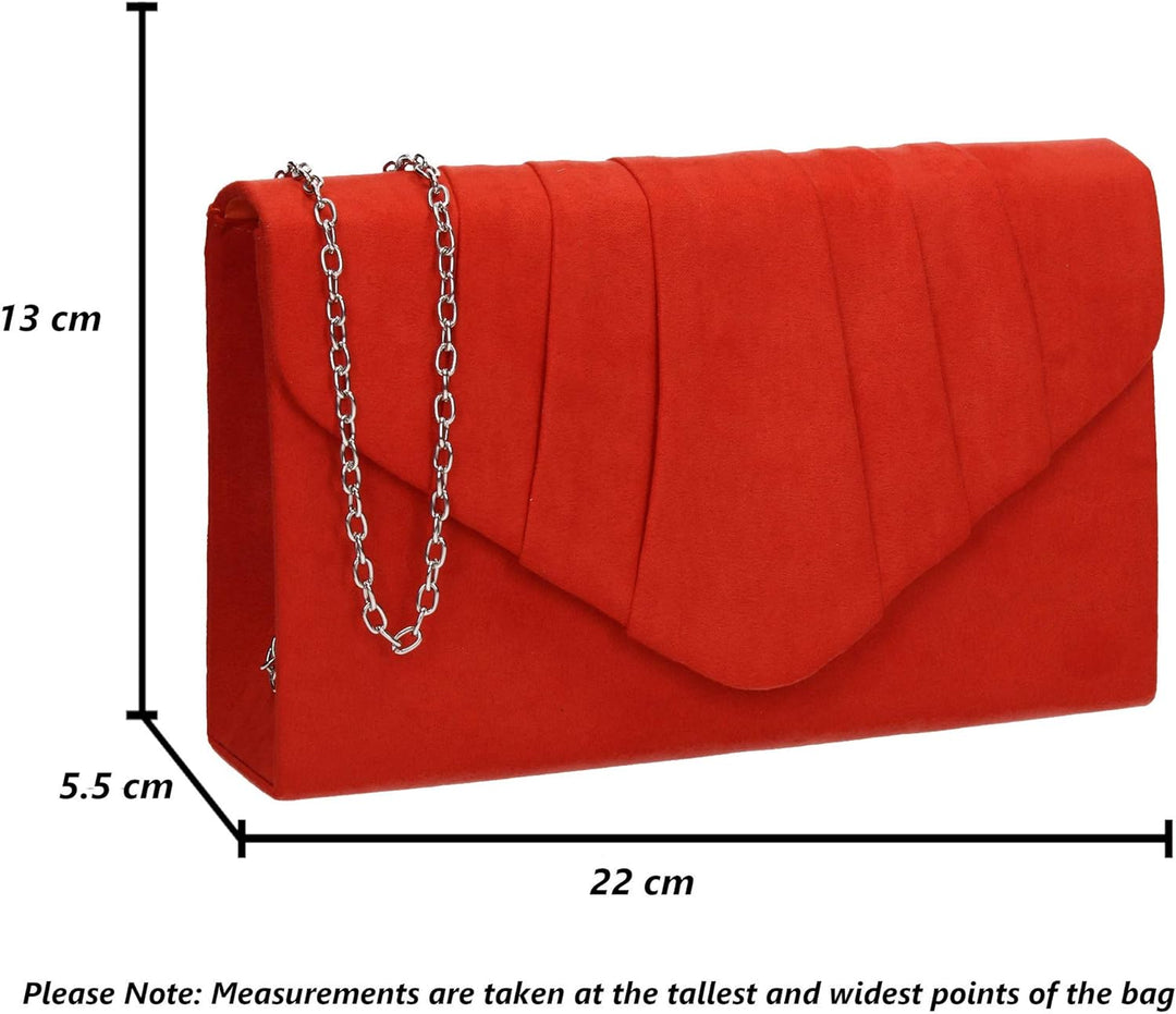 SwankySwans Iggy Suede Velvet Envelope Party Prom Clutch Bag Tasche Orange (Scarlet 03), Orange (Sca