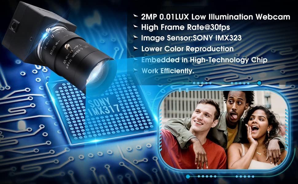 G H.264 Varifocal USB Kamera 2MP 10X optischer Zoom Webcam,5-50mm Varifocus Webkamera,FHD 1080P Vari