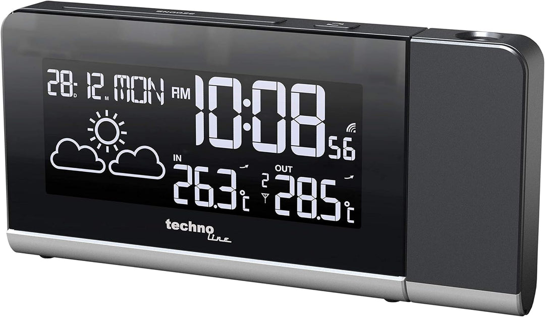 Technoline Projektionswecker WT 539 mit Funkuhr, Innen- /Aussentemperaturanzeige, Wettervorhersage u