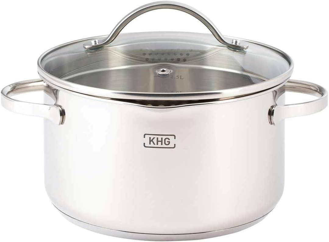 KHG Induktion Kochtopf | Ø 20 cm und 3 Liter Volumen | Suppentopf, Fleischtopf aus rostfreiem Edelst