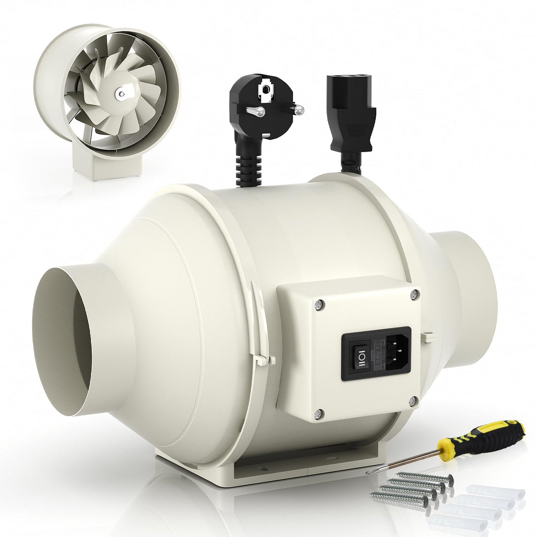 FanGoFast Rauchabzug Rohrventilator 100 mm Inline-Kanalventilator Abluftventilator Rohrlüfter 230 V