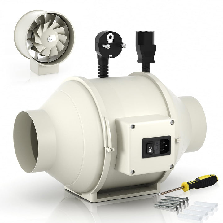 FanGoFast Rauchabzug Rohrventilator 100 mm Inline-Kanalventilator Abluftventilator Rohrlüfter 230 V