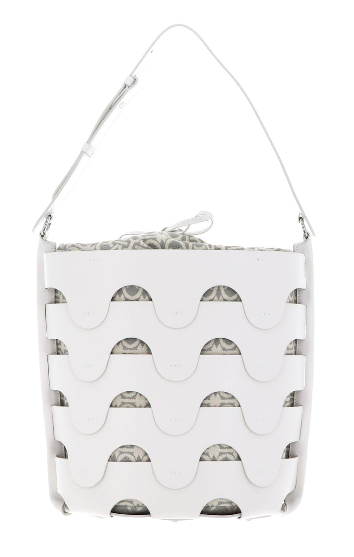 Coccinelle Leder Schultertasche Medhuse Bucket Bag White / Mul. Stone, White / Mul. Stone
