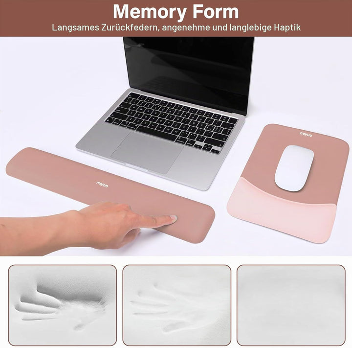 MOSISO Handgelenkstütze für Mauspad&Tastatur Set, Rechteckig Ergonomisch Mauspad Rutschfest Basis Ho