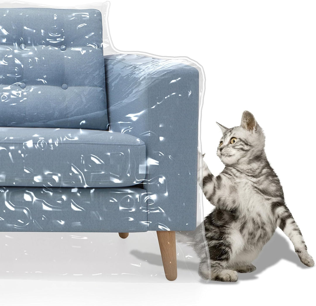MEMINIM Plastic Couch Cover for Pets Cat Scratching Protector Clawing Deterrent Heavy Duty Water Res