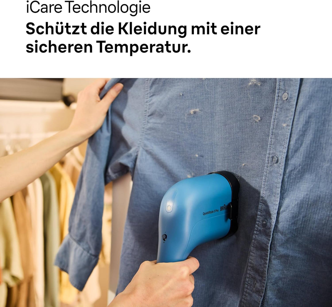 Braun QuickStyle 3 GS3024BL, kompakter und leichter Steamer, Dampfglätter mit schneller Aufheizung,
