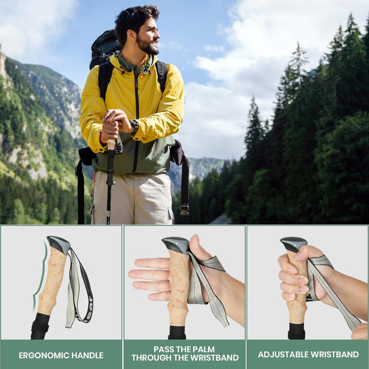 aiGear Premium Wanderstöcke | 2 Pack | Ultraleicht Verstellbare 7075 Aluminium Trekkingstöcke | mit
