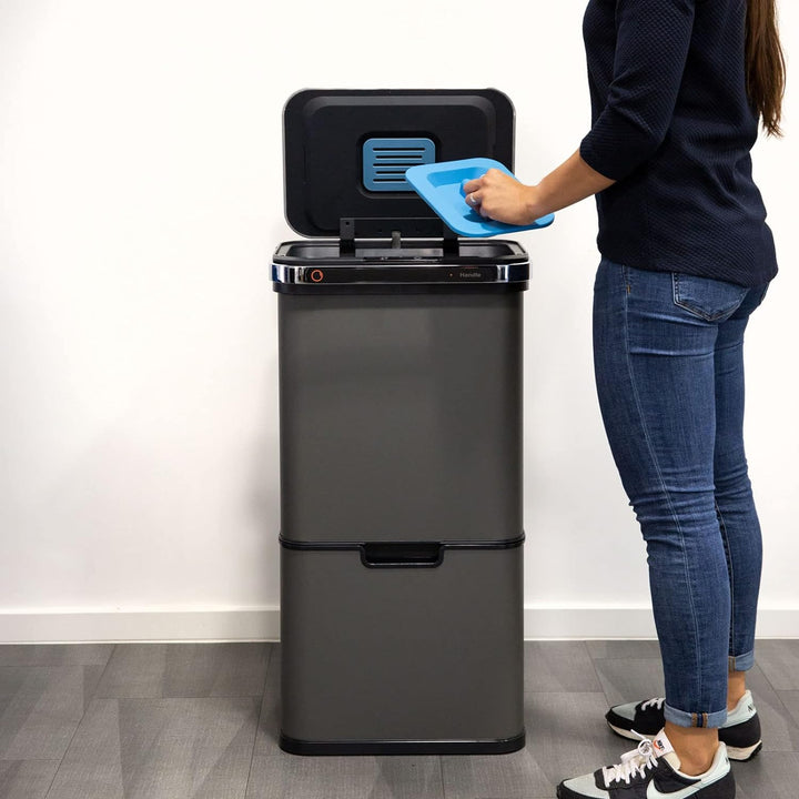 SVITA Sensor-Mülleimer 60L Aktivkohle- und Selbstreinigungs-Funktion Grau, Grau