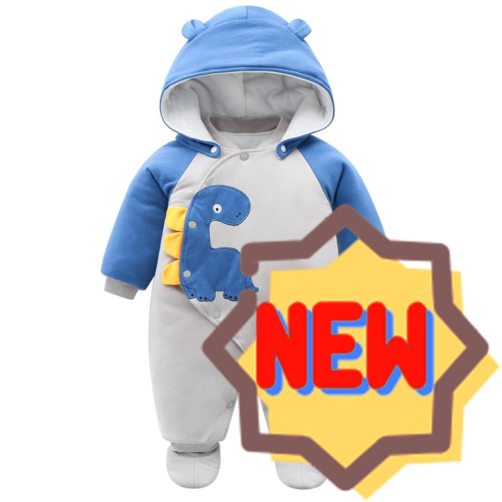 Baby Strampler Winter Schneeanzug mit Kapuze Jungen Mädchen Overall Baumwolle Abnehmbarer Hut Outfit