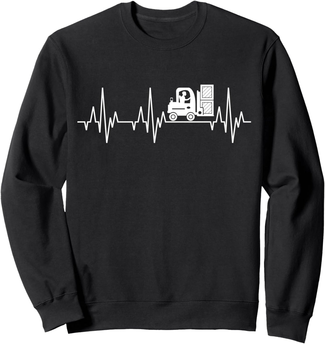 Stapler Fahrer Lagerist Gabelstapler Herzschlag Fun Arbeit Sweatshirt