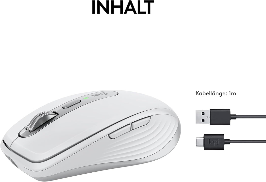 Logitech MX Anywhere 3S Compact Kabellose Maus, Fast Scrolling, 8K DPI Any-Surface Tracking, Quiet C