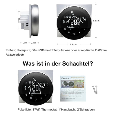 KETOTEK Thermostat Fussbodenheizung Wasser WiFi 3A Unterputz, Programmierbar Raumthermostat Fussbode