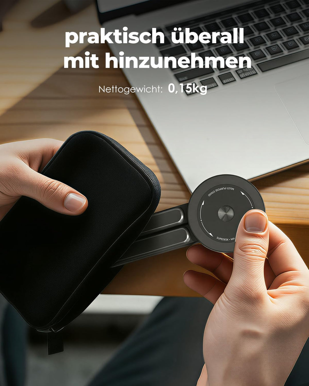 SupeDesk Laptop Ständer tragbar,3-in-1 höhen- und winkelverstellbarer Laptopständer aus leichter Alu