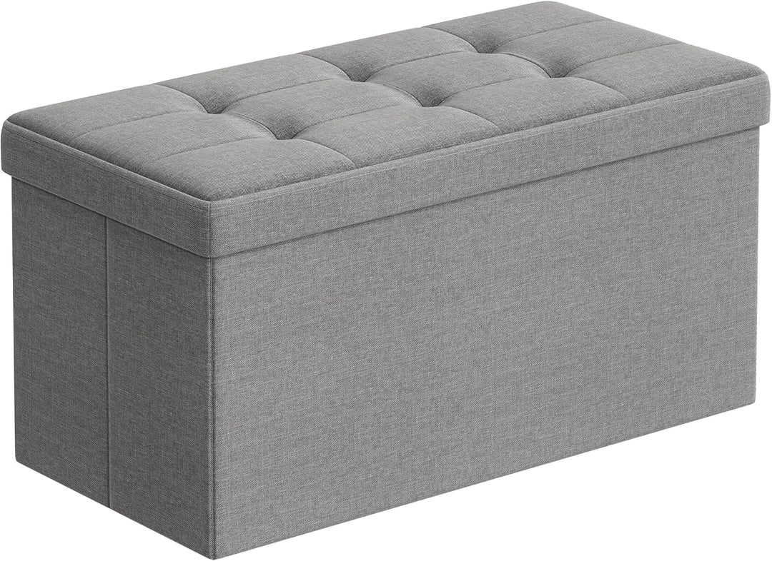 SONGMICS Sitzhocker mit Stauraum, klappbare Sitzbank, 38 x 76 x 38 cm Fussbank, Aufbewahrungsbox, bi
