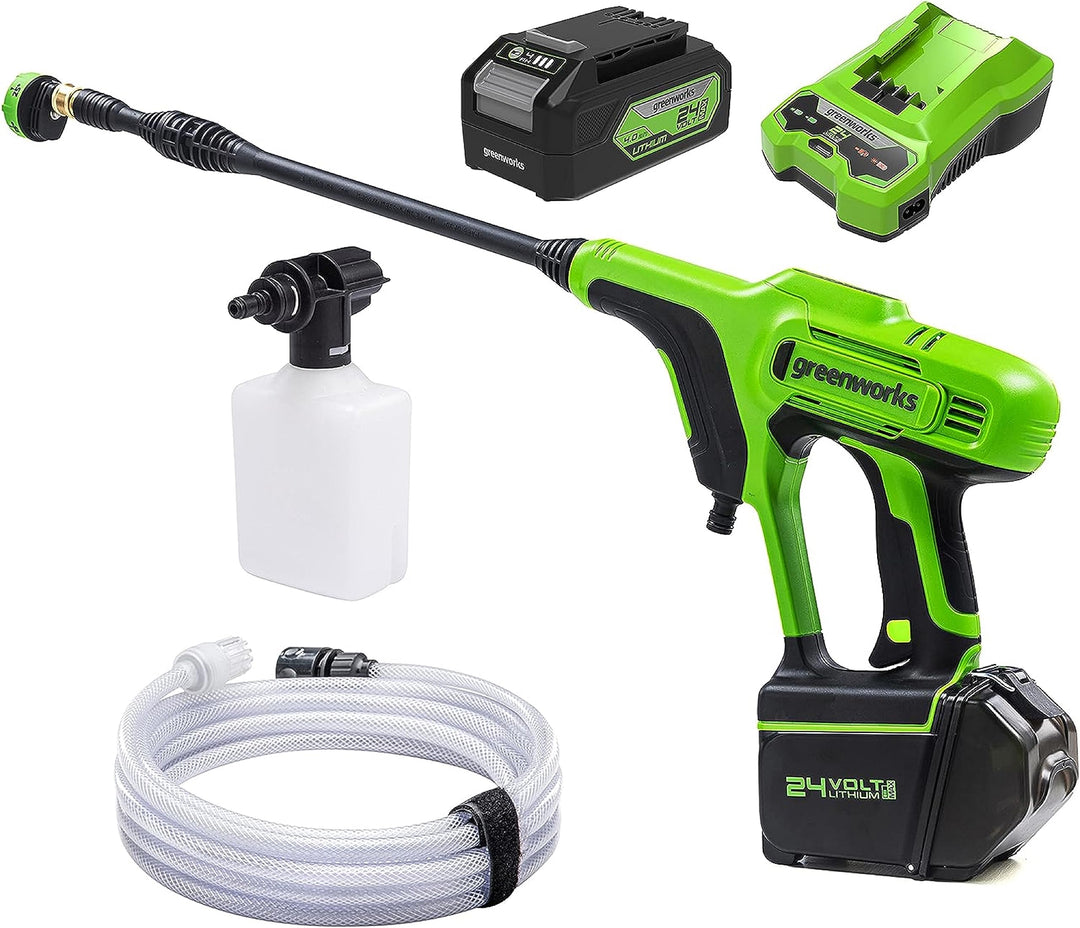 Greenworks Akku-Druckreiniger G24PWK4 (Li-Ion 24V 300 Watt Motorleistung 24 bar Druck 180 l/h Durchf