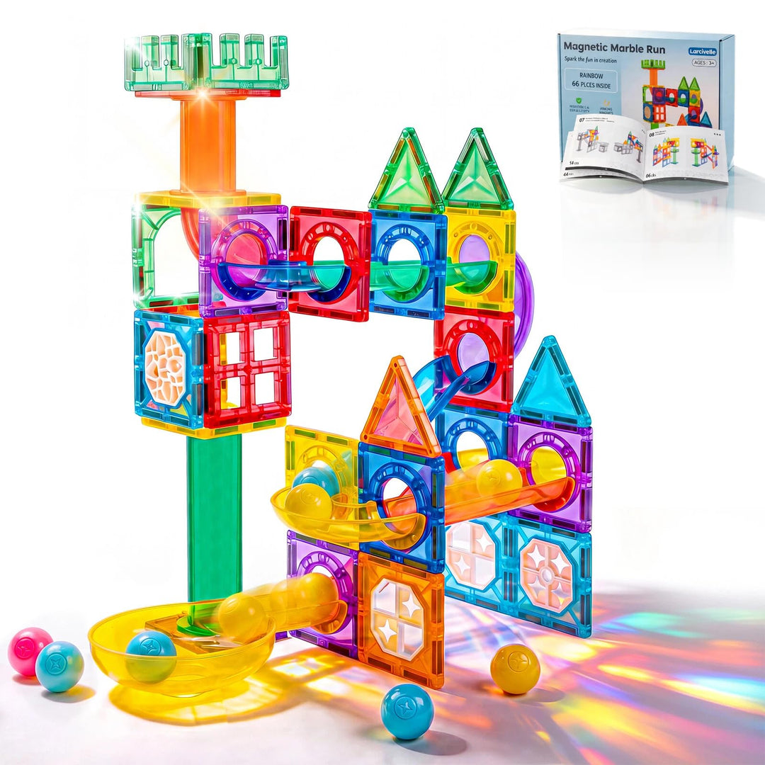 Magnetische Kugelbahn Erweiterungsset 66 Teile – 7,5cm Standardgrösse & 100% kompatibel mit gängigen