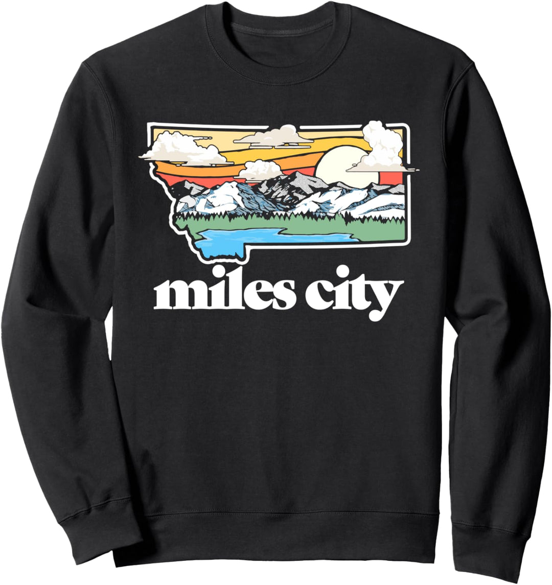 Vintage Miles City Montana Outdoors Retro Mountains & Nature Sweatshirt