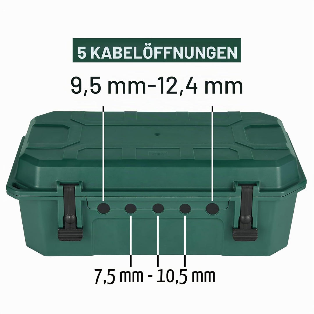 Electraline 300182 Wetterfeste Schutzbox für den Aussenbereich, IP54, mit Steckdosenleiste, 4-fach,