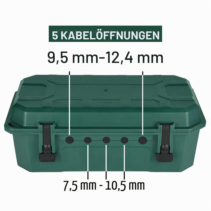 Electraline 300182 Wetterfeste Schutzbox für den Aussenbereich, IP54, mit Steckdosenleiste, 4-fach,