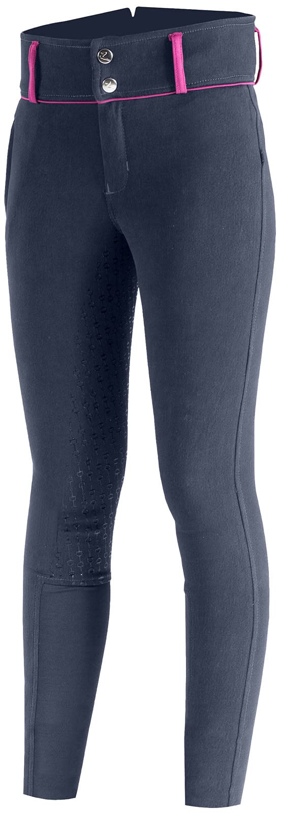 HORZE Daniela Vollbesatzreithose für Kinder und Silikon Grip 140 Dark Navy/Cactus Flower Purple, 140