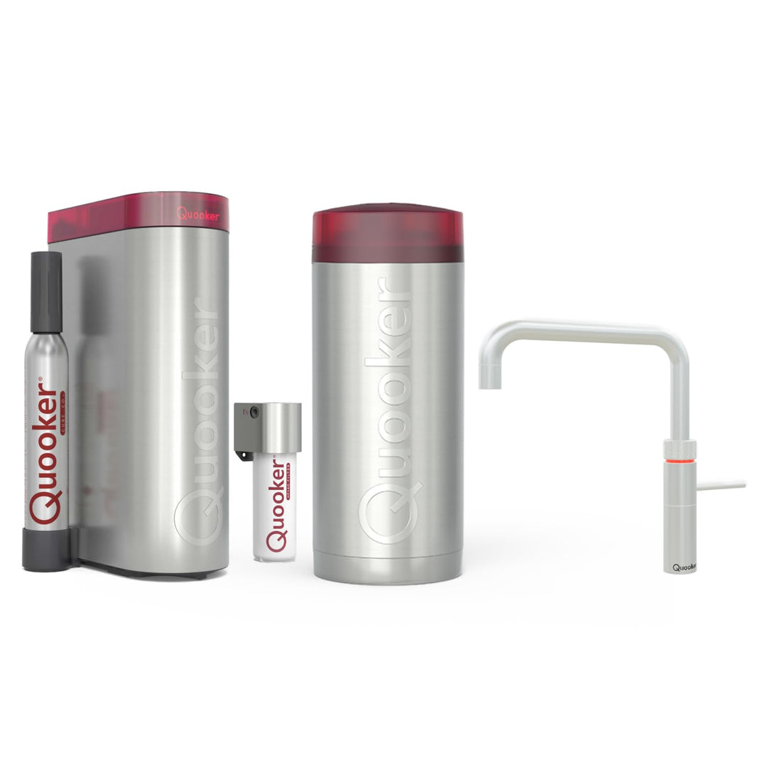 Quooker mit Reservoire COMBI+ und CUBE kochend Wasserhahn (Fusion Square, Voll-Edelstahl) Fusion Squ