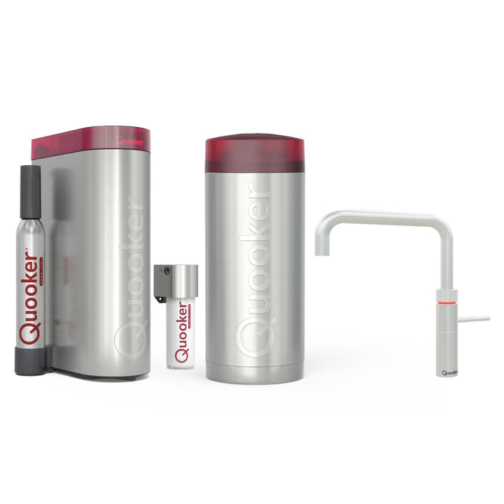 Quooker mit Reservoire COMBI+ und CUBE kochend Wasserhahn (Fusion Square, Voll-Edelstahl) Fusion Squ