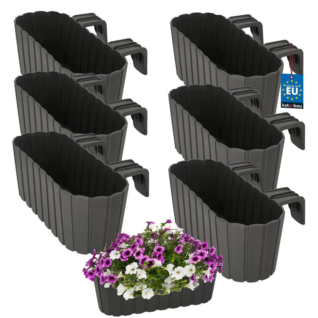 KOTARBAU® 6er Set Blumenkasten für Balkon - 40 x 15 x 15 cm - Blumenkasten für Balkongeländer - Balk