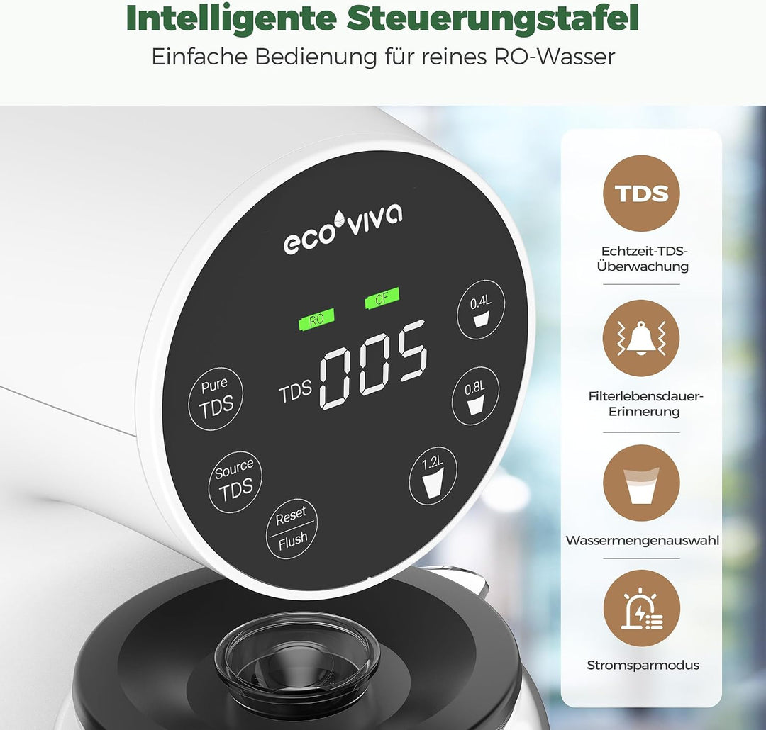 Ecoviva Auftisch Umkehrosmoseanlage Wasserfilter, Mobile Osmoseanlage Trinkwasser Umkehrosmose Filte