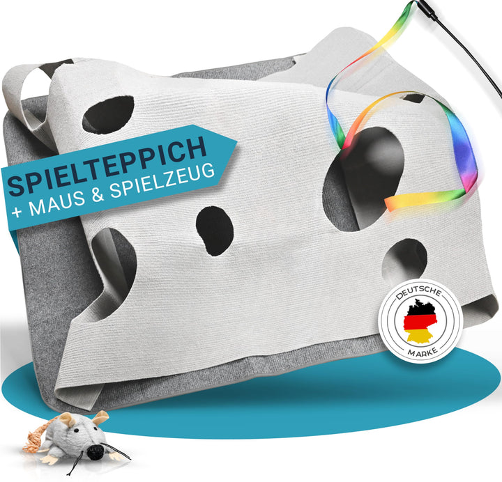 Katzenteppich [100x100 cm] - interaktive Spielmatte aus Filz mit individuellen Formen zur Beschäftig