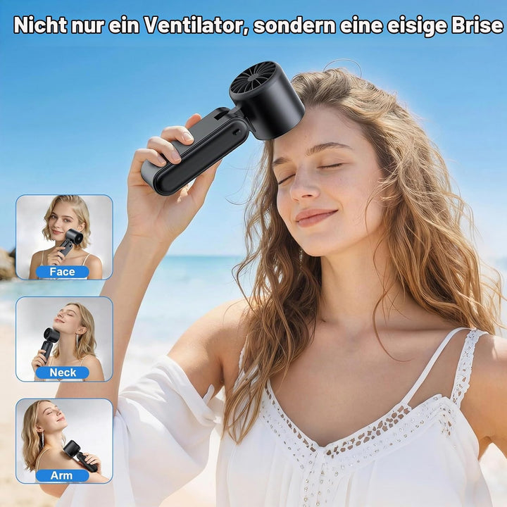 Handventilator mit Eiskompressorfunktion, Tragbarer Mini Ventilator, Leistungsstarker Handventilator