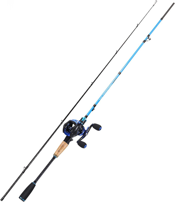 Sougayilang Casting Angelrute und Rollen-Kombi, 1.8m/2.1m MH Angelrute mit Baitcasting Rollen-Kombin
