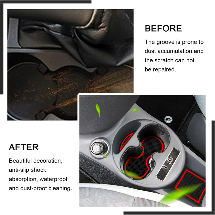 YEE PIN Gummimatten Innenraum Kompatibel mit FIAT 500 2016-2020 / Abarth 595 2017-2021 Interieur rut