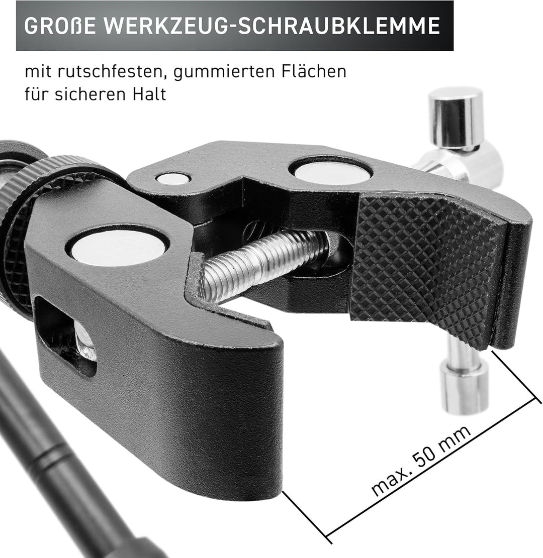 Magnetarm 3-Gelenk mit grosser Werkzeug-Schraubklemme, starker Neodymfuss, flexibel einstellbar, für