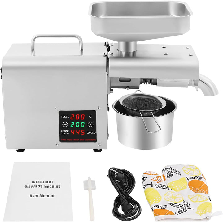 Ölpresse Elektrisch, Ölmühle 610W automatische Ölpressmaschine mit 3–6 kg pro Stunde Ölförderungsrat