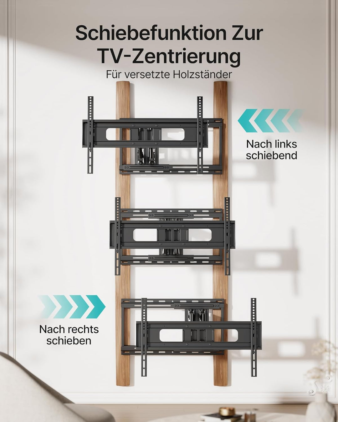 PEGZONE TV Wandhalterung für 37-90 Zoll Fernseher bis 80kg, Doppelarm Wandhalterung Fernseher Flach