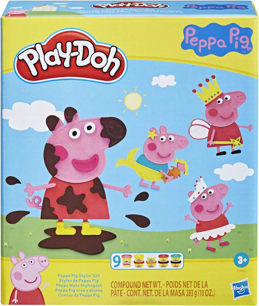 Play-Doh Peppa Wutz Stylingset mit 9 Dosen und 11 Accessoires, Peppa Wutz Spielzeug für Kinder ab 3