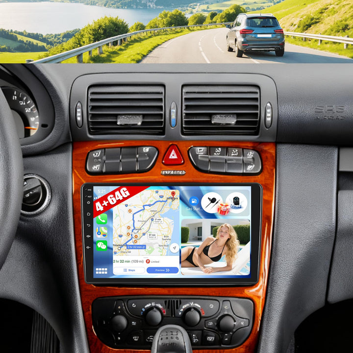 4G+64G CAMECHO Android 13 Autoradio für Benz C-klasse W203 W209 W463 W639 mit Navi Carplay Androidut