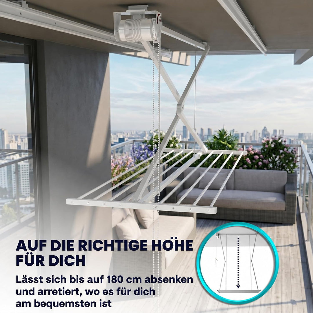 Foxydry Mini Deckenständer, vertikaler Wäscheständer, zusammenklappbar in Aluminium und Stahl 128x54