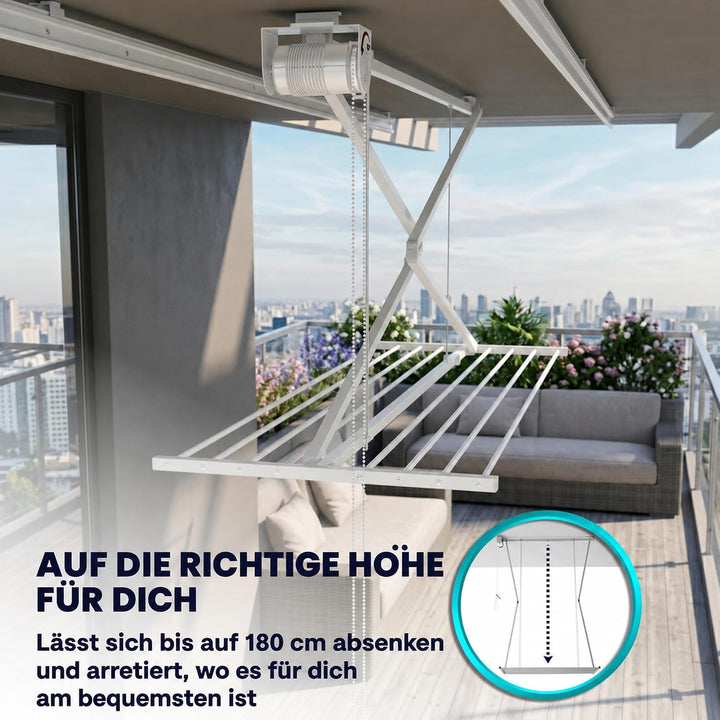 Foxydry Mini Deckenständer, vertikaler Wäscheständer, zusammenklappbar in Aluminium und Stahl 128x54